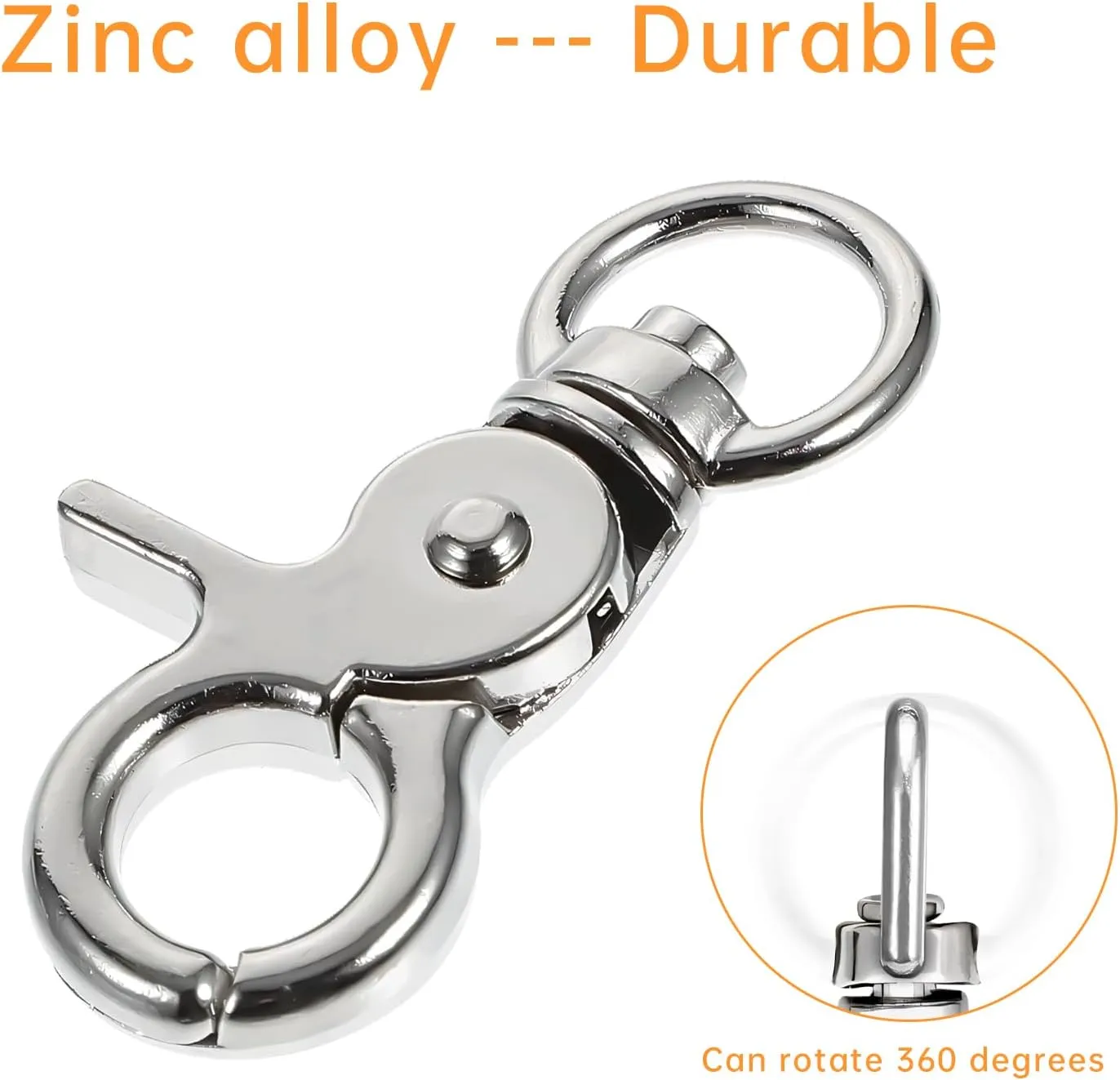 30PCS Trigger Snap Hooks 2.32'' x 0.82'' Heavy Duty Swivel Snap Hooks Metal Clasps Lanyard Clips for Pet Cage Key Chains