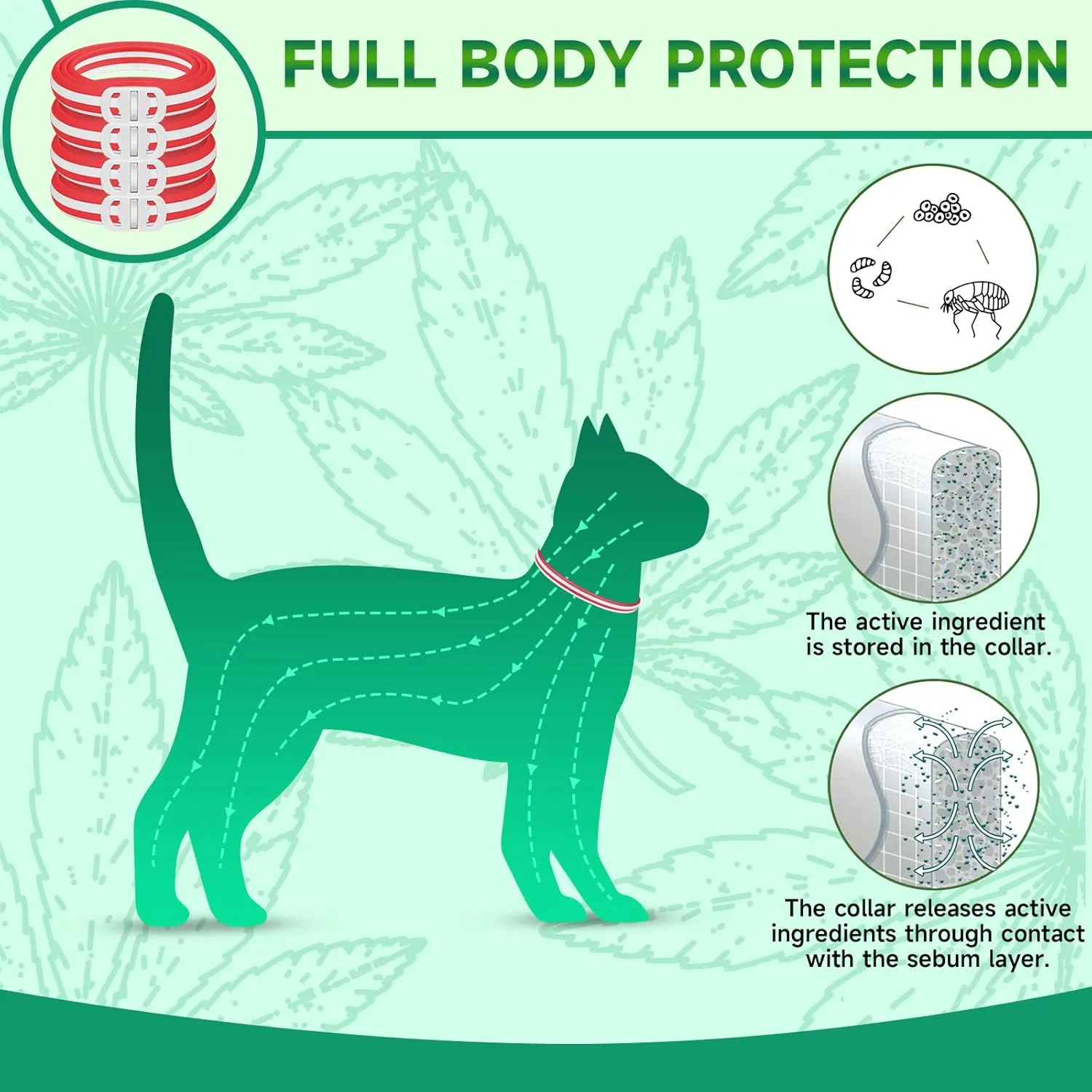 4 Pack Flea Collar for Cats, 32 Months Flea and Tick Prevention for Cats Collar, Cat Flea and Tick Treatment, Waterproof Cat Flea Collars, Adjustable Cat Flea and Tick Collar, Red & White
