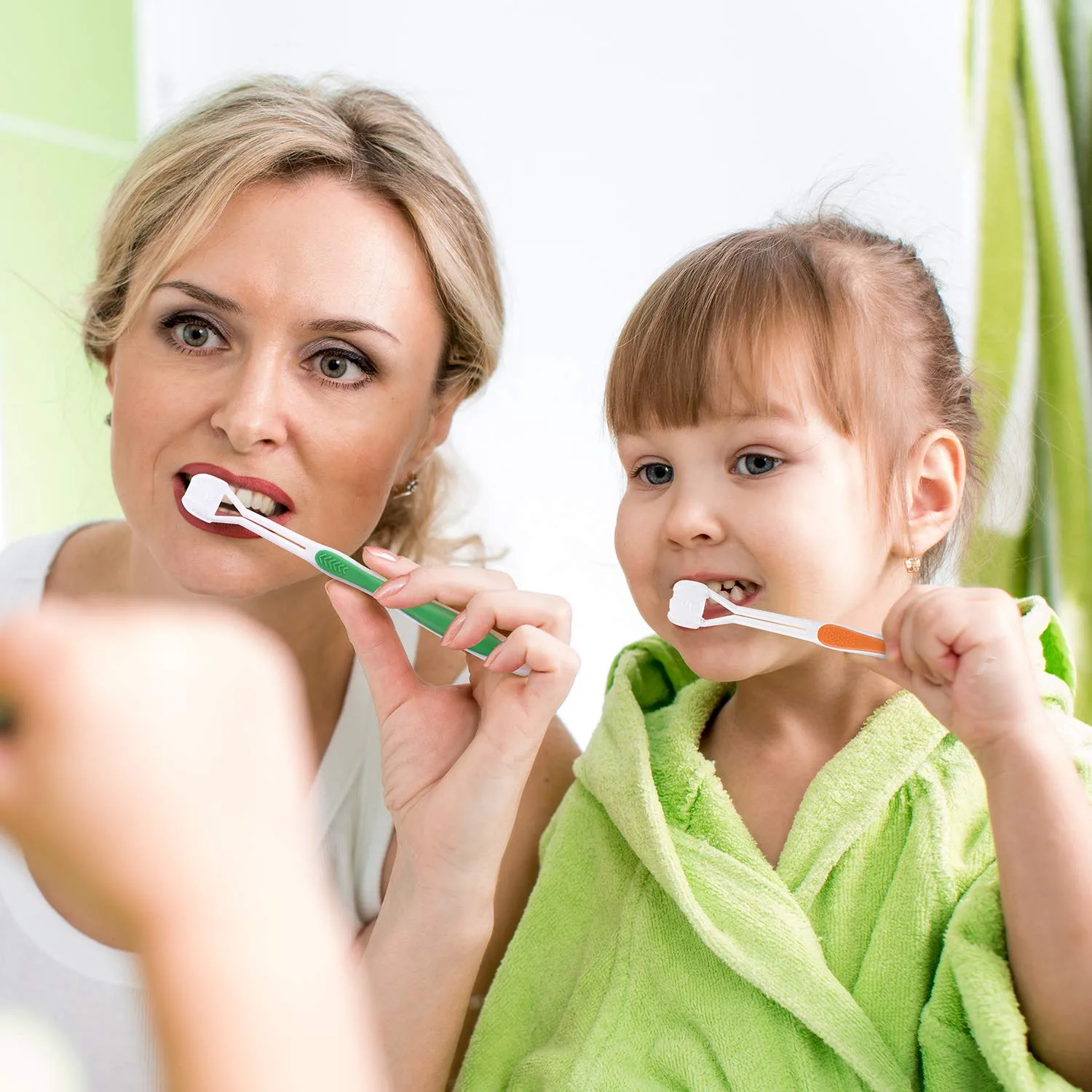 4 Pieces Three Sided Toothbrush Autism Sensory Toothbrush Bristle Travel Toothbrush for Kids Complete Teeth Gum Care Pretty Good Angle Clean Each Tooth, Soft and Gentle (Green, Blue, Yellow, Red) Green, Blue, Yellow, Red