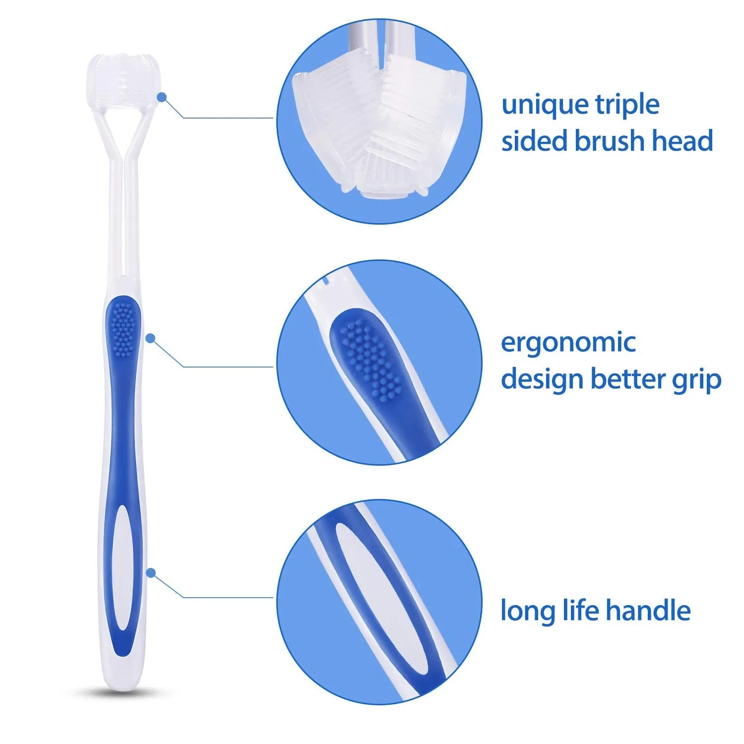 4 Pieces Three Sided Toothbrush Autism Sensory Toothbrush Bristle Travel Toothbrush for Kids Complete Teeth Gum Care Pretty Good Angle Clean Each Tooth, Soft and Gentle (Green, Blue, Yellow, Red) Green, Blue, Yellow, Red