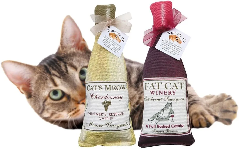 Alice's Cottage Wine Me Up Fun Catnip Toys - Wine Bottle Shaped