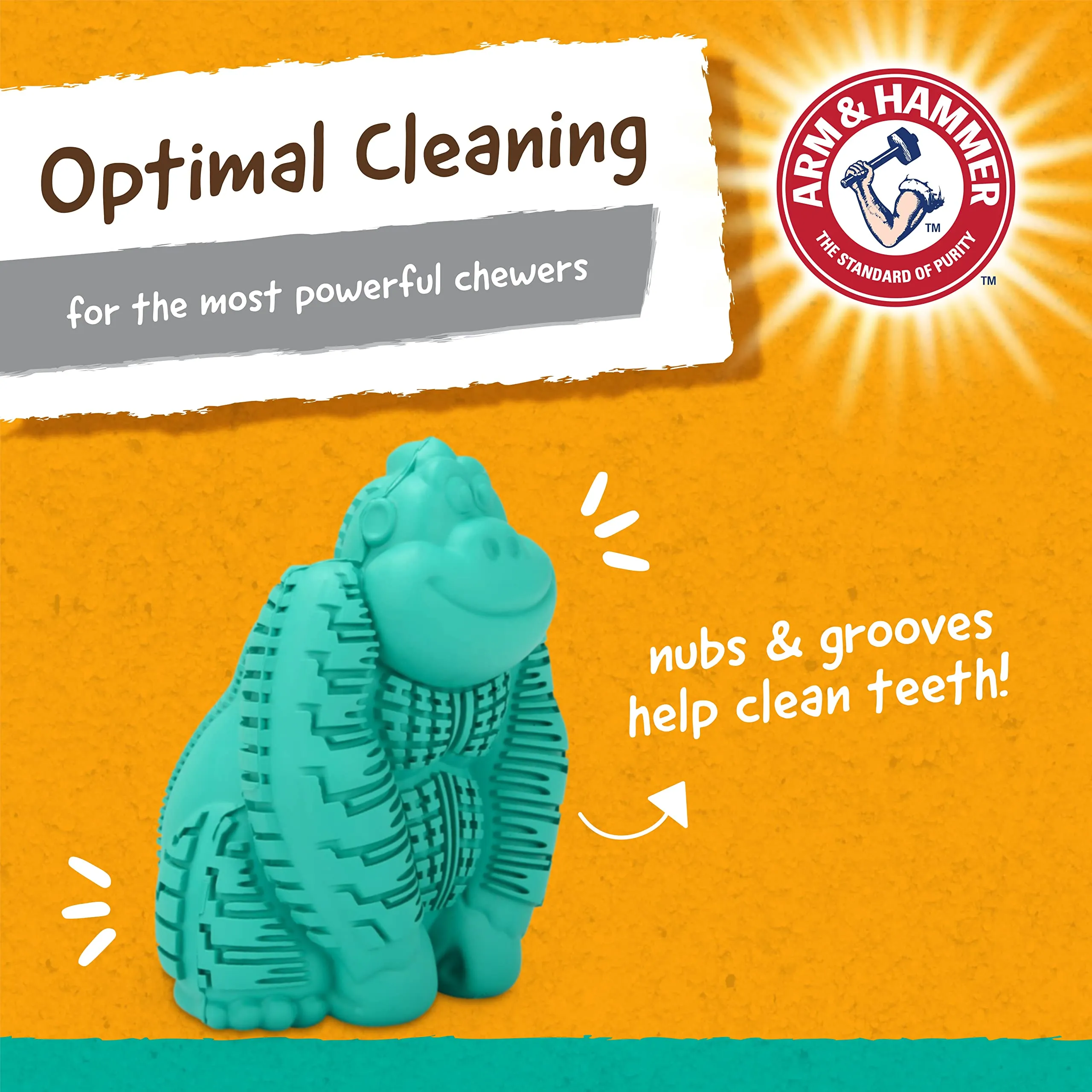 Arm & Hammer for Pets Super Treadz Gorilla Dental Chew Toy for Dogs - Dog Dental Chew Toys Reduce Plaque & Tartar Buildup Without Brushing - Safe for Dogs up to 35 Lbs Large - 1 Pack