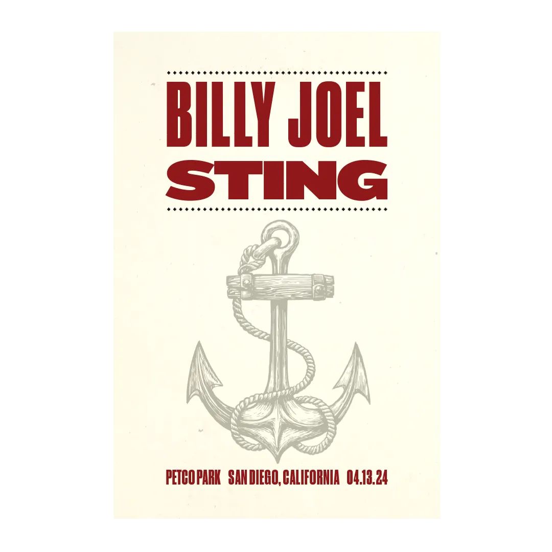 Billy Joel / Sting "4-13-24  San Diego, CA Event" Poster