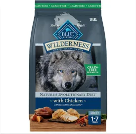 Blue Buffalo Wilderness Adult High-Protein Dry Dog Food with Real Chicken, Grain-Free, Made in The USA with Natural Ingredients, Chicken, 13-lb. Bag