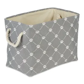 Bone Dry Collapsible Pet Storage Bin, Trellis Paw Print, Gray, Large - 17.5x12x15"
