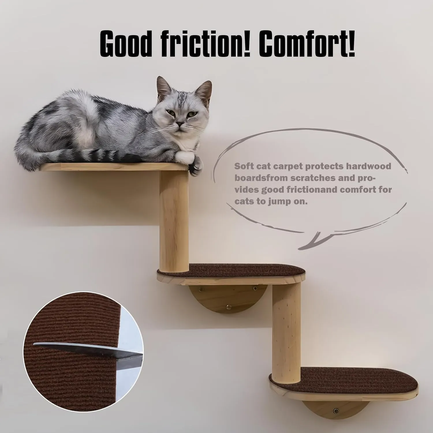 Cat Scratching Mat,Cat Scratch Furniture Protector, Trimmable Self-Adhesive Couch Protector,Carpet Replacement for Tree Shelves, Sofa and Scratching Post (40"x15.8",Brown)