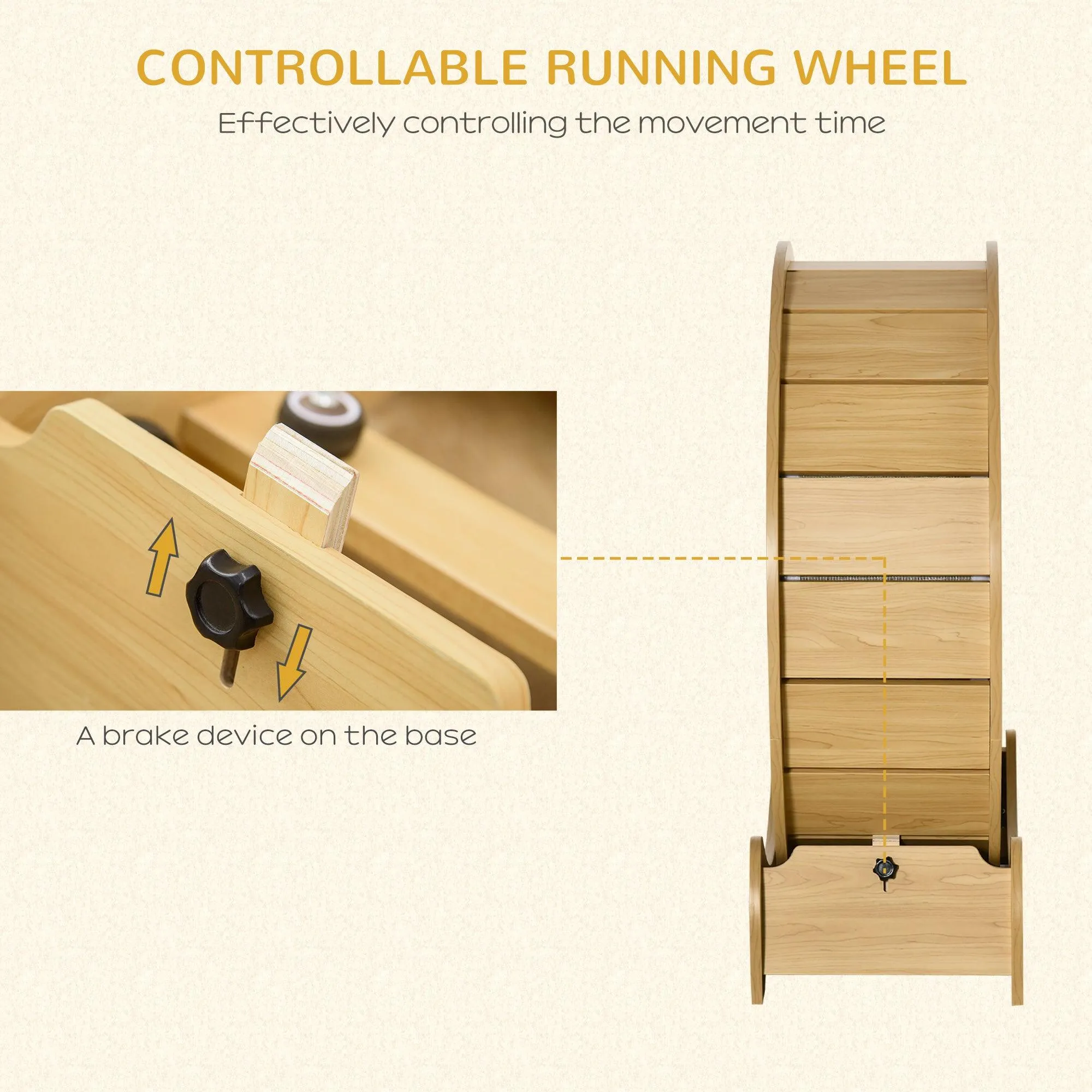 Cat Treadmill, Running Wheel for Exercise, 95cm - Natural Wood Finish