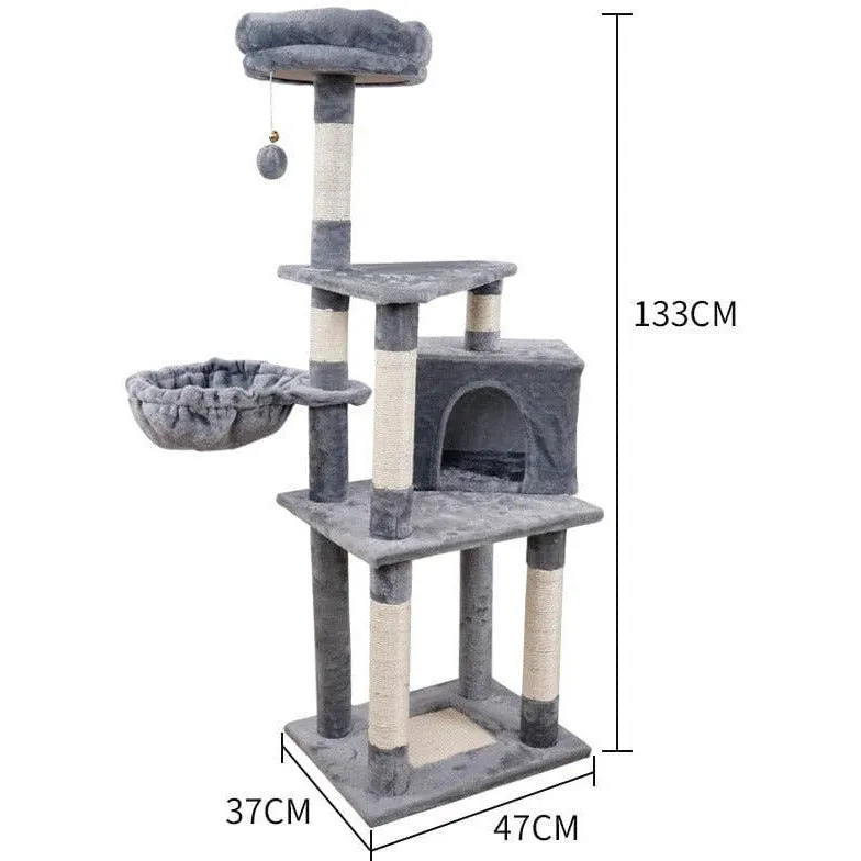 Cat Tree & Scratching Light Grey Beige 47*37*133