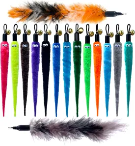 Cat Wand Toy Refills 15PCS with Bells, Interactive Durable Worm Attachments for Indoor Cats, Safe Teaser Replacement Cat Toys