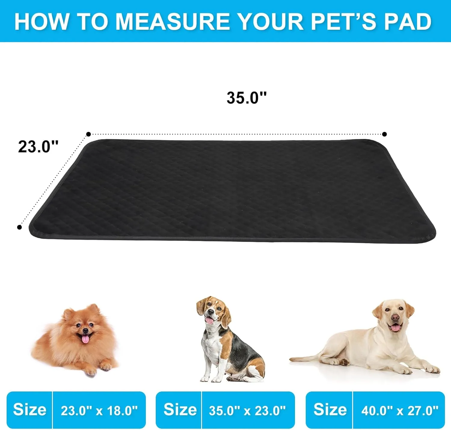 Chew Proof Dog Crate Bed Pad, Enhanced Quilted Indestructible Dog Kennel Pad for Aggressive Chewers, Washable Dogs Mat for Crate, Water Resistant Kennel Pads for Teething Puppy (Black, 35"x23")