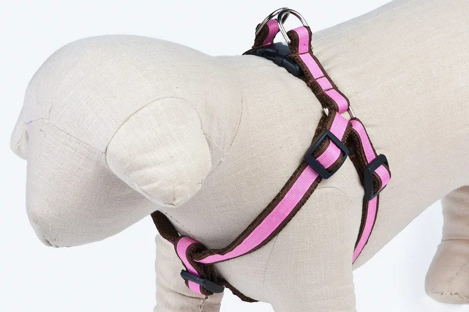 Chocolate/Hot Pink Stripe Dog Harness - 302