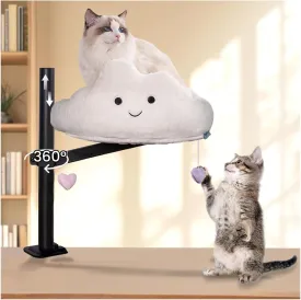 Cloud Cat Desk Bed, Desk nest Bed Mount with 360 Rotation & Adjustable Height, Soft and Thick Cat Nest, Up to 50 lbs, Ideal for Indoor Kitten Furniture