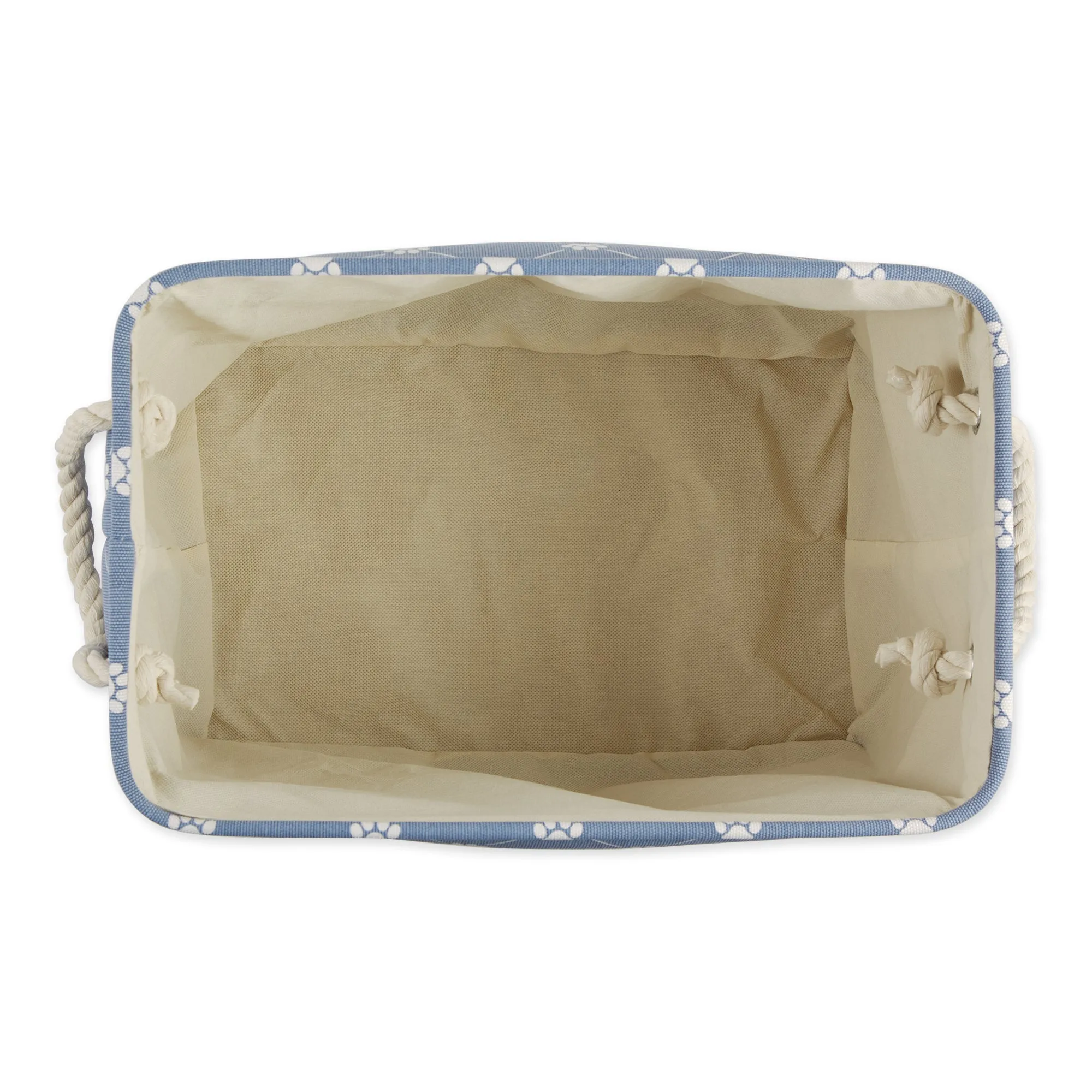 Collapsible Pet Storage Bin, Trellis Paw Print, Stonewash Blue, Small - 14x8x9"