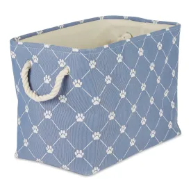 Collapsible Pet Storage Bin, Trellis Paw Print, Stonewash Blue, Small - 14x8x9"
