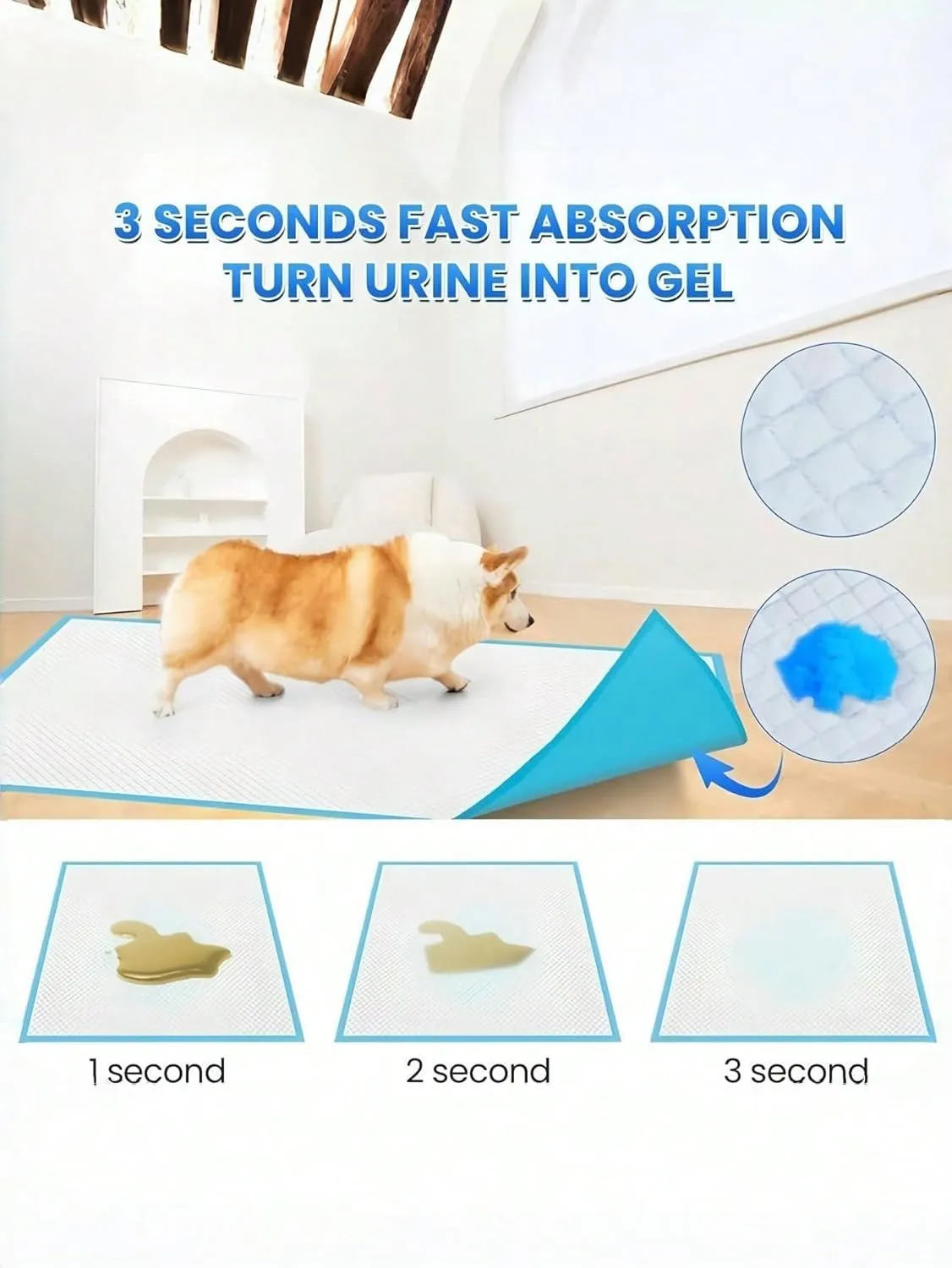 Disposable Cat and Dog Pee Pad with 7-Layer Leak-Proof Design and Quick-Drying Surface, Suitable for Potty Training, Whelping Pad, and Travel (one-Size,S Size 10 Pcs)
