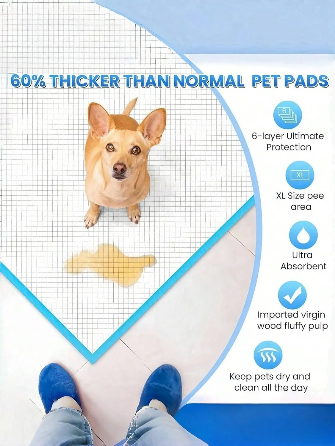 Disposable Cat and Dog Pee Pad with 7-Layer Leak-Proof Design and Quick-Drying Surface, Suitable for Potty Training, Whelping Pad, and Travel (one-Size,S Size 10 Pcs)
