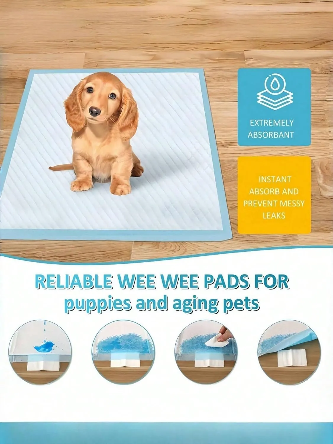 Disposable Cat and Dog Pee Pad with 7-Layer Leak-Proof Design and Quick-Drying Surface, Suitable for Potty Training, Whelping Pad, and Travel (one-Size,S Size 10 Pcs)
