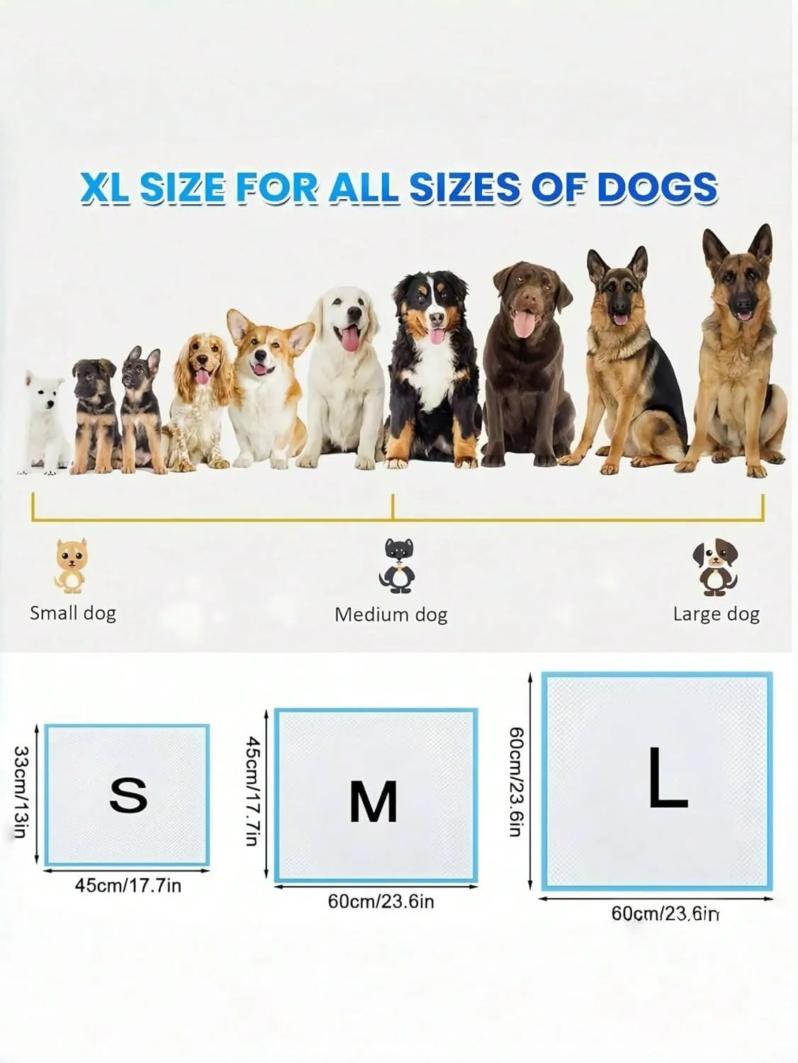 Disposable Cat and Dog Pee Pad with 7-Layer Leak-Proof Design and Quick-Drying Surface, Suitable for Potty Training, Whelping Pad, and Travel (one-Size,S Size 10 Pcs)