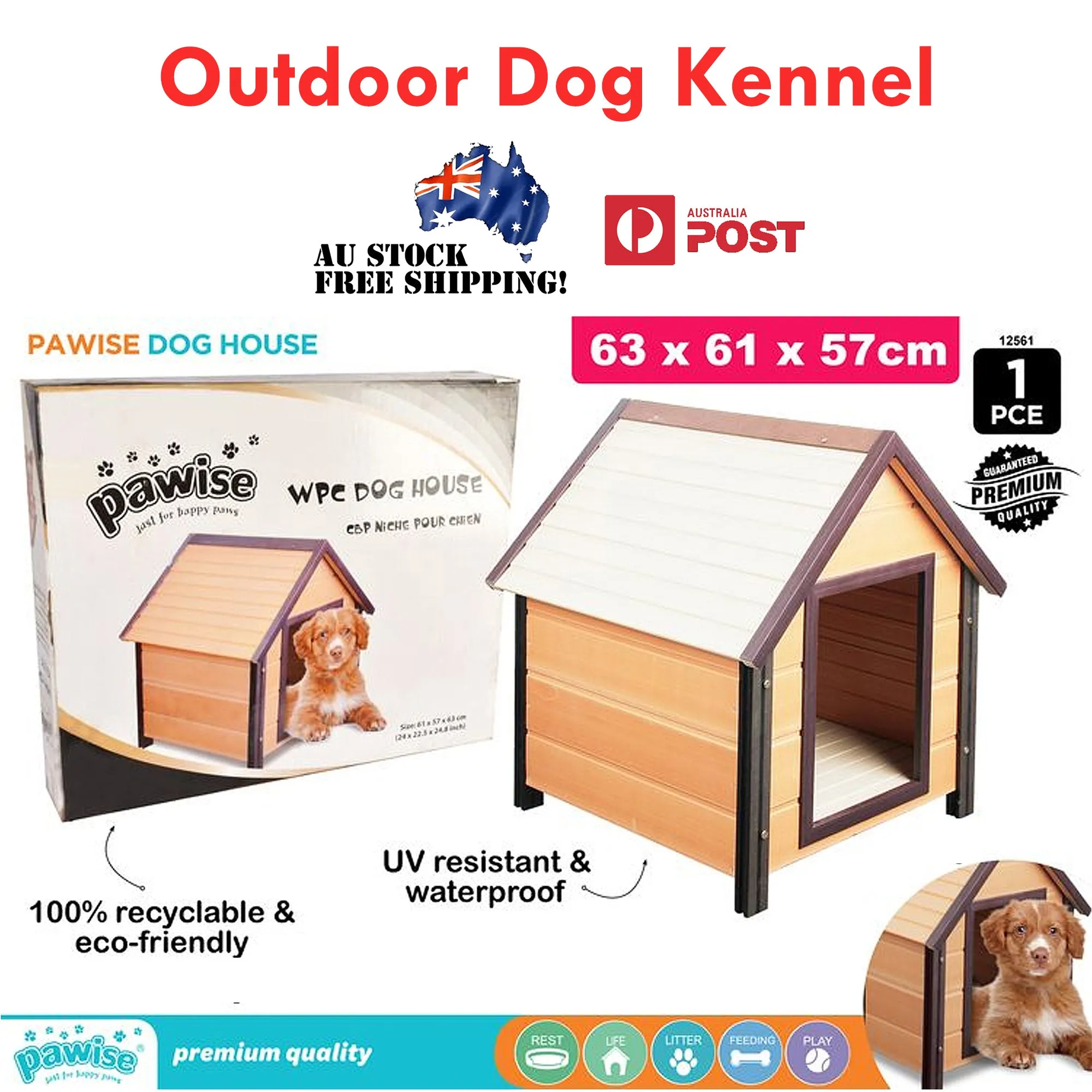 Dog Kennel Wood Outdoor House Timber Indoor Large Pet Cat Home Wooden Cabin Log