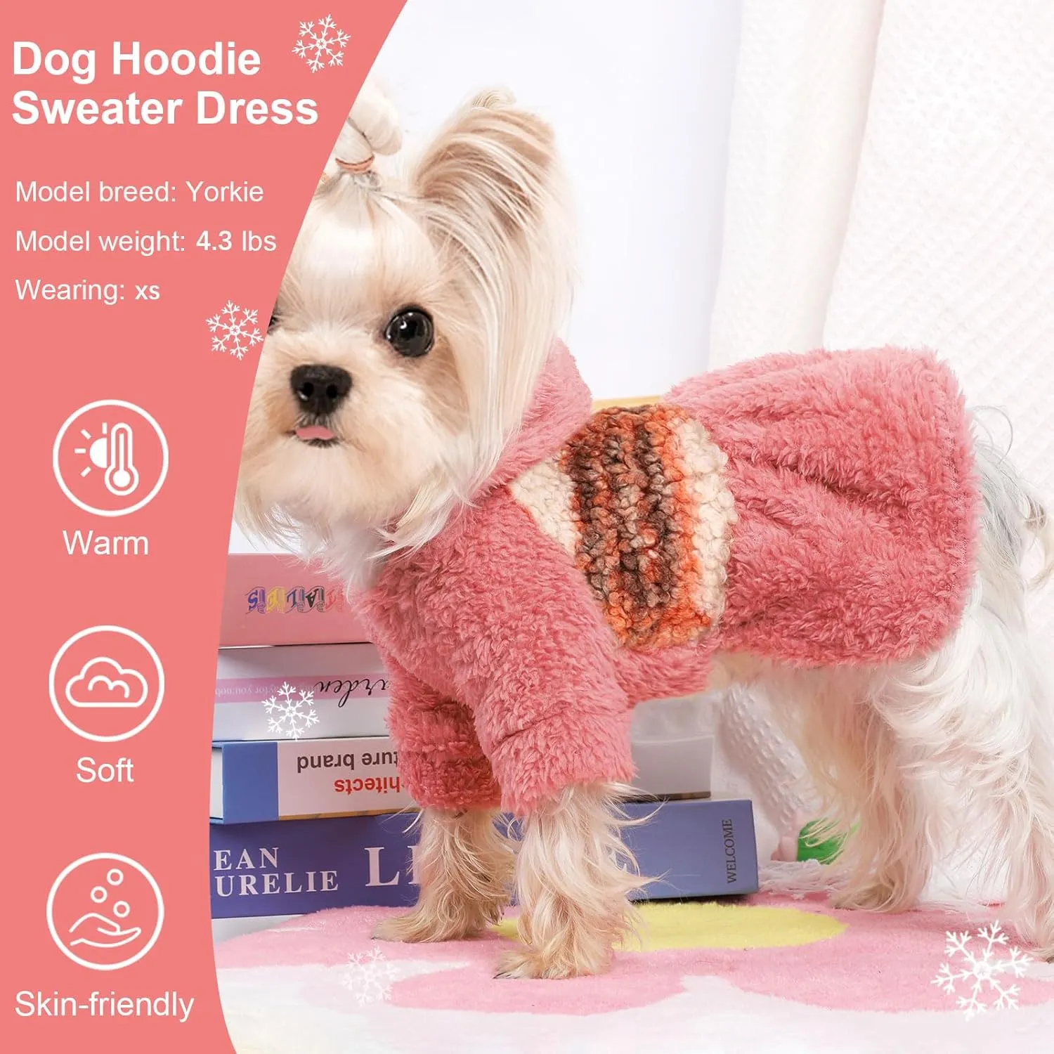 Dog Sweater Dog Hoodie Clothes for Small Dogs Boy Girl Pet Hoodies for Dogs Cold Weather Coats Fall Puppy Sweatshirt for Chihuahua Yorkie Cat Sweater Costumes