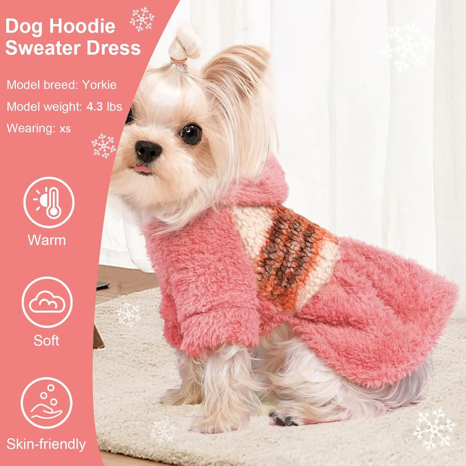 Dog Sweater Dog Hoodie Clothes for Small Dogs Boy Girl Pet Hoodies for Dogs Cold Weather Coats Fall Puppy Sweatshirt for Chihuahua Yorkie Cat Sweater Costumes
