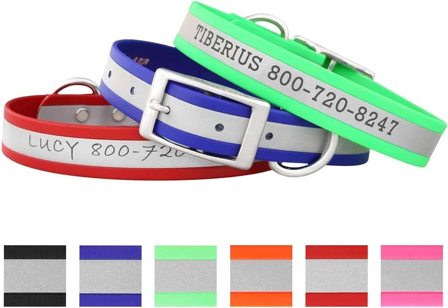 dogIDs Personalized Reflective Waterproof Dog Collar - Custom, Durable, Adjustable, Odor Resistant, Safe, Engraved - Orange, 1 in x 18 in (Fits Neck Sizes: 16-20 in)