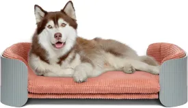 Dog's Pink Bed Morden Large Sofa Beds for Dogs with Removable Washable Flannel Cover Orthopedic Memory Rebound Foam Couch Puppy Essentials Anti-Scratch Grey PP Frame Indoor Elevated Pet Beds