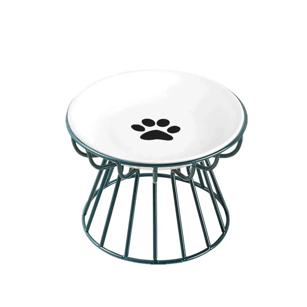 Elevated Ceramic Cat Bowls with Stylish Metal Stand