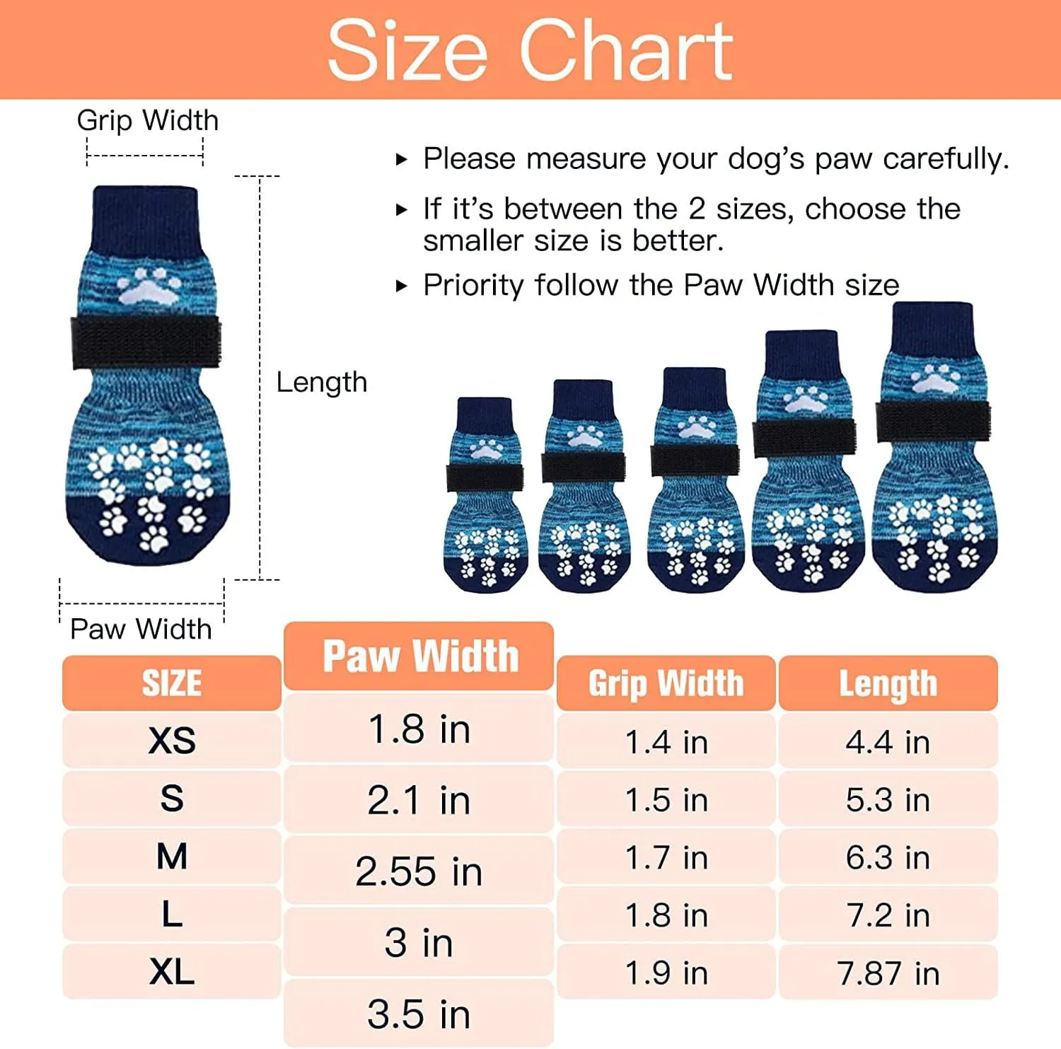 EXPAWLORER Anti Slip Dog Socks to Prevent Licking Paws, Dog Shoes for Hot Pavement, Dog Booties for Small Medium Large Senior Dogs, Traction Control Dog Boots & Paw Protectors for Hardwood Floors