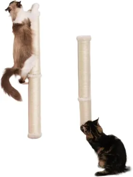 Exquisite Wall-Mounted Long Sisal Cat Grab Post, Artificial Pet Grab Post, Suitable for Indoor Pets Suitable for Indoor Pets(Beige - 2Pcs)