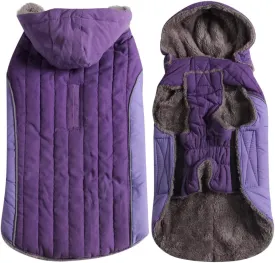 Fleece Dog Hoodie for Small Dogs Super Warm Puppy Jacket for Cold Winter Dog Coats,Purple XS