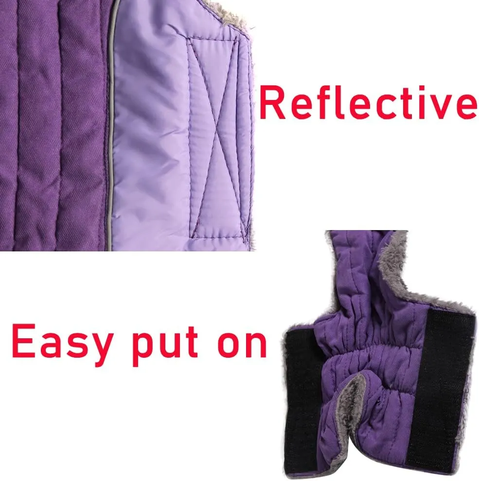 Fleece Dog Hoodie for Small Dogs Super Warm Puppy Jacket for Cold Winter Dog Coats,Purple XS