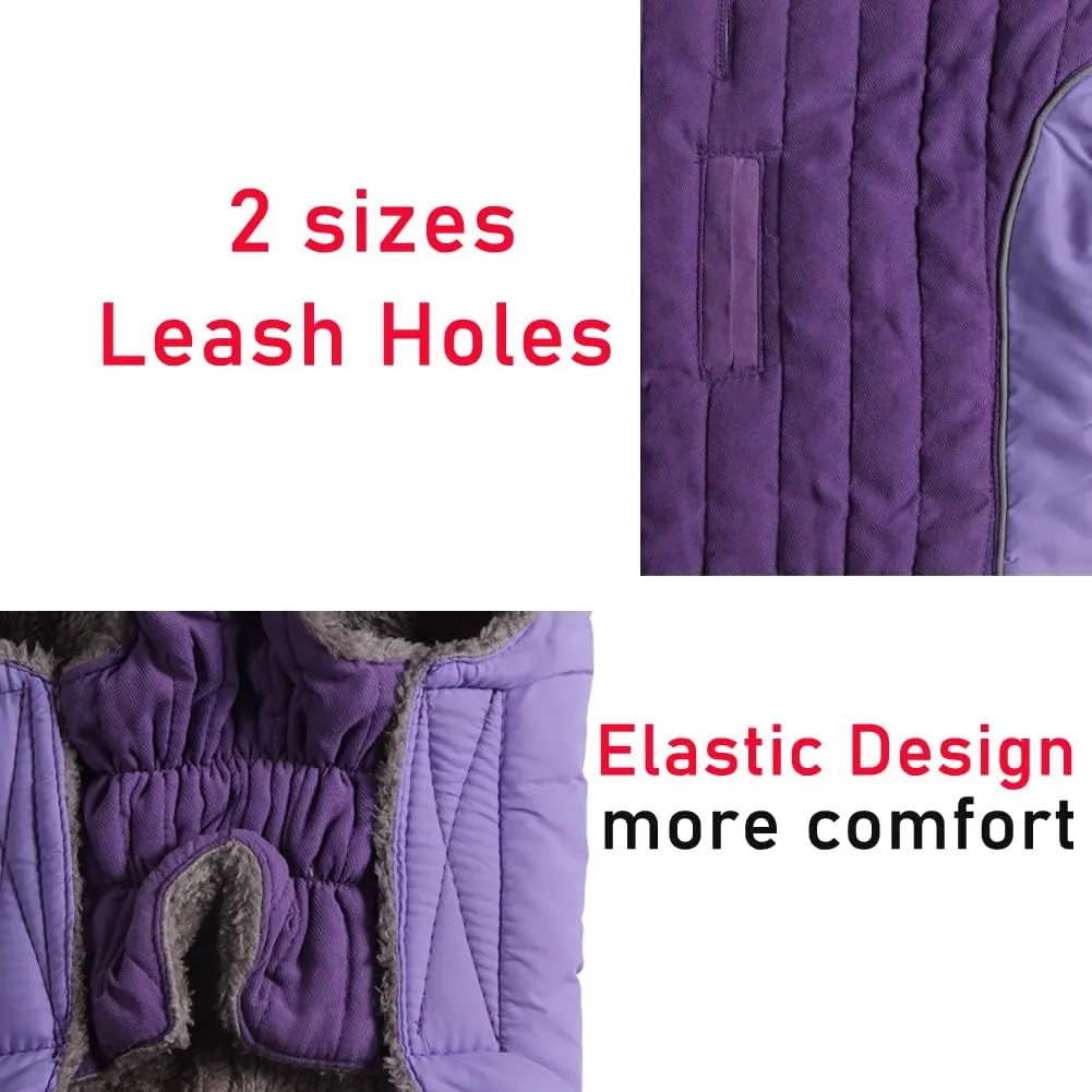 Fleece Dog Hoodie for Small Dogs Super Warm Puppy Jacket for Cold Winter Dog Coats,Purple XS