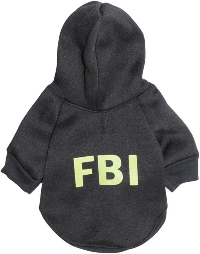 Fleece Dog Hoodies, Apparel,'FBI' Luminous Patterns Basic Hoodie Sweater, Cotton Jacket Coat for Small Dog & Medium Dog & Cat (S, Black)