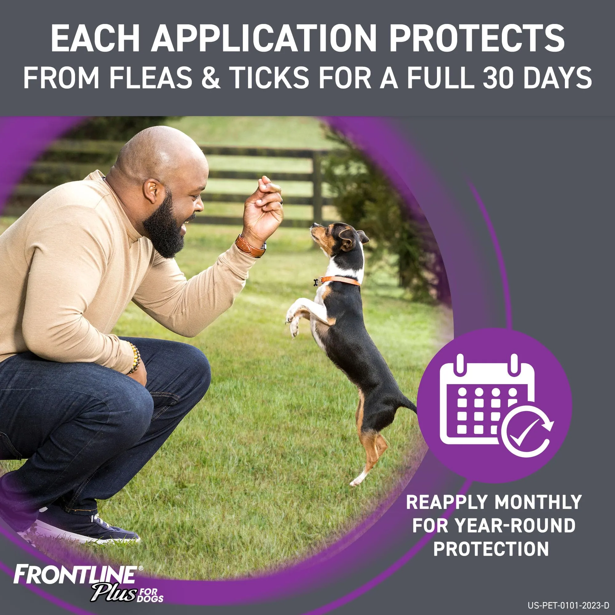 Frontline Plus Flea and Tick Treatment for Dogs 45-88 Lbs - Purple - 3 Pack