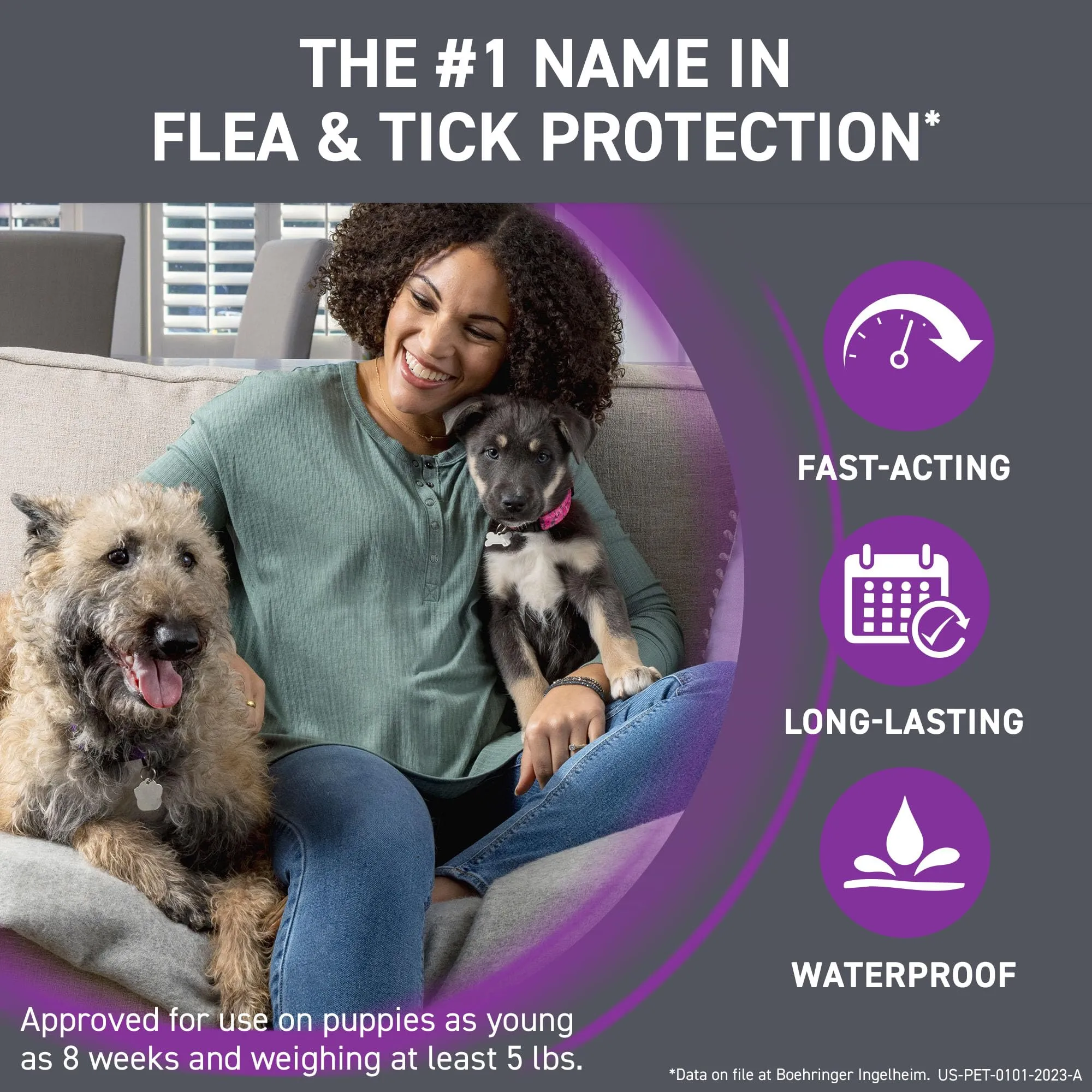 Frontline Plus Flea and Tick Treatment for Dogs 45-88 Lbs - Purple - 3 Pack