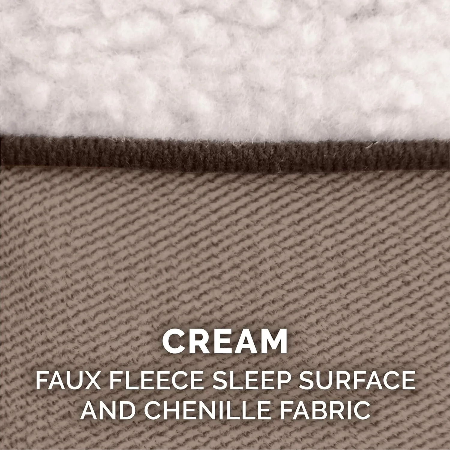 Furhaven Memory Foam Dog Bed for Medium/Small Dogs w/ Removable Bolsters & Washable Cover, For Dogs Up to 35 lbs - Sherpa & Chenille Sofa - Cream, Medium
