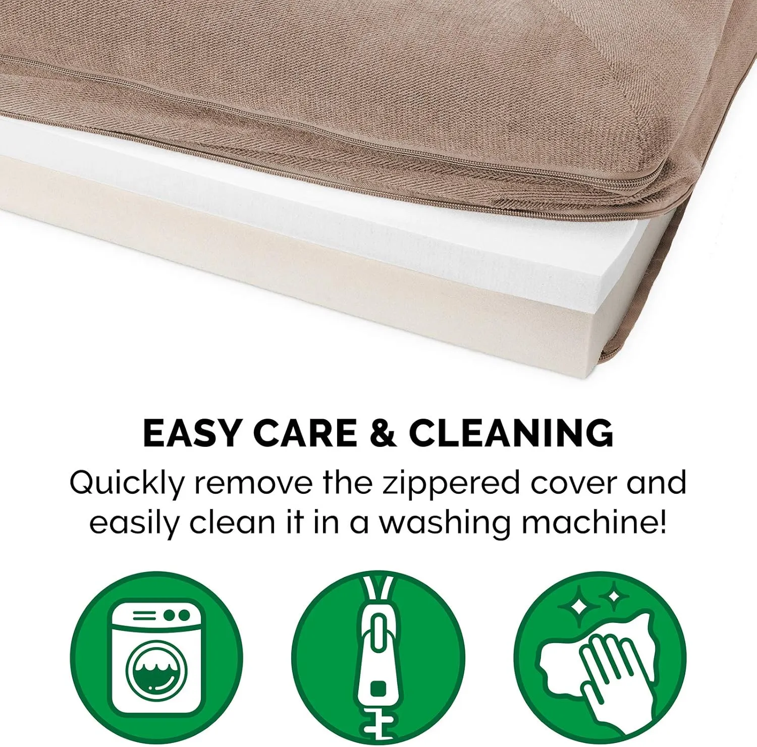 Furhaven Memory Foam Dog Bed for Medium/Small Dogs w/ Removable Bolsters & Washable Cover, For Dogs Up to 35 lbs - Sherpa & Chenille Sofa - Cream, Medium