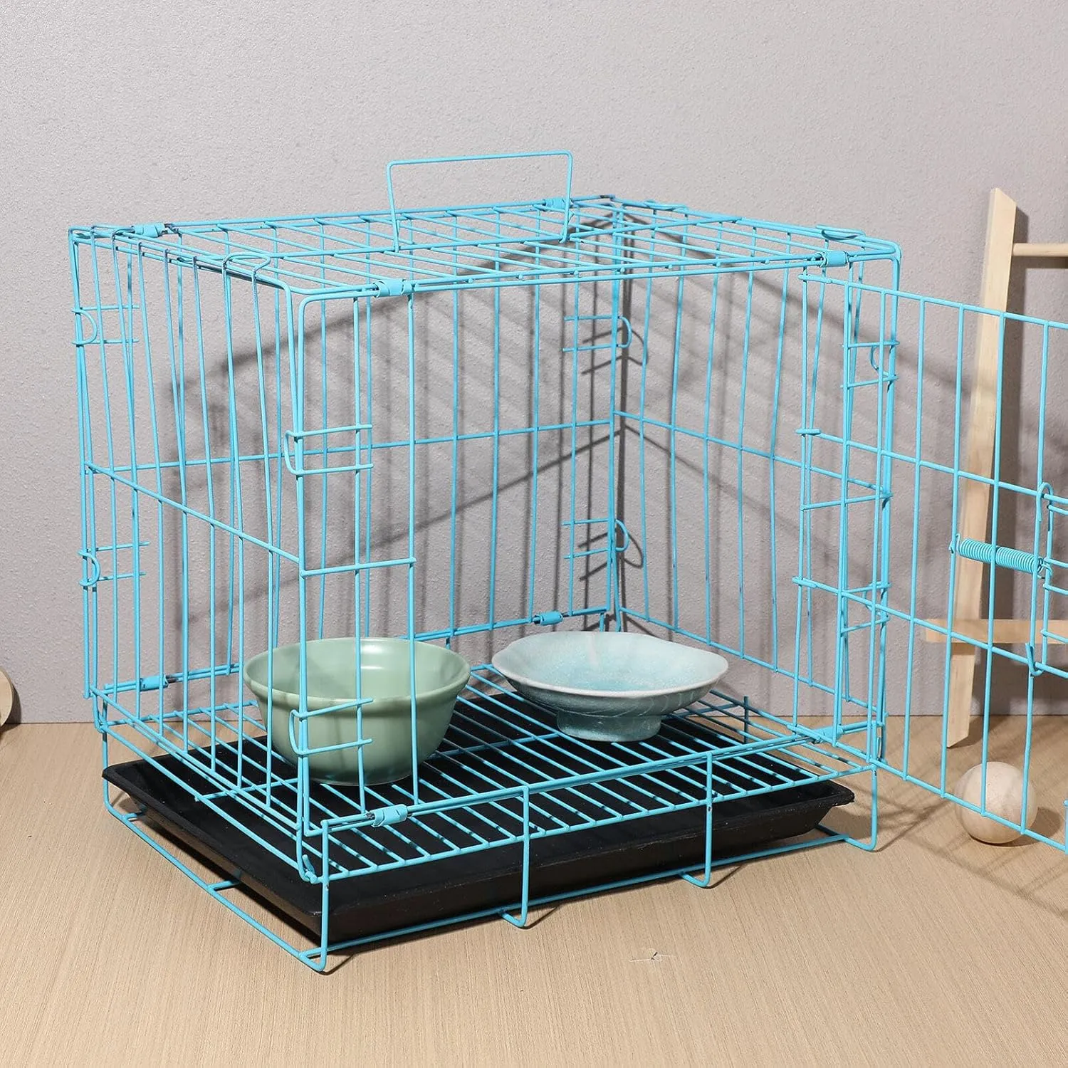 GANAZONO Folding Dog Cage for Small and Medium Pets Durable with Creative Design Comfortable Portable Carrier for Poodles and Cats Blue