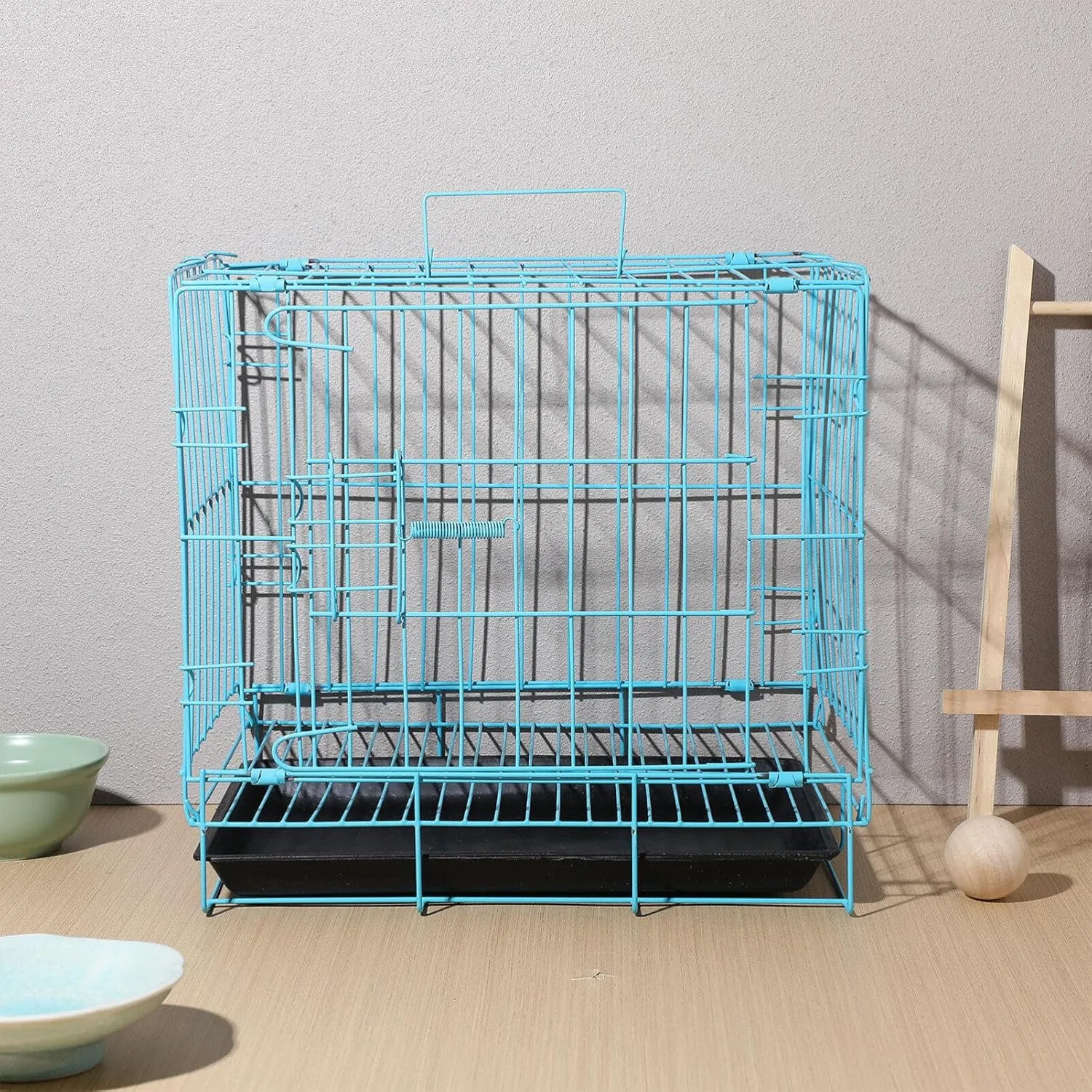 GANAZONO Folding Dog Cage for Small and Medium Pets Durable with Creative Design Comfortable Portable Carrier for Poodles and Cats Blue