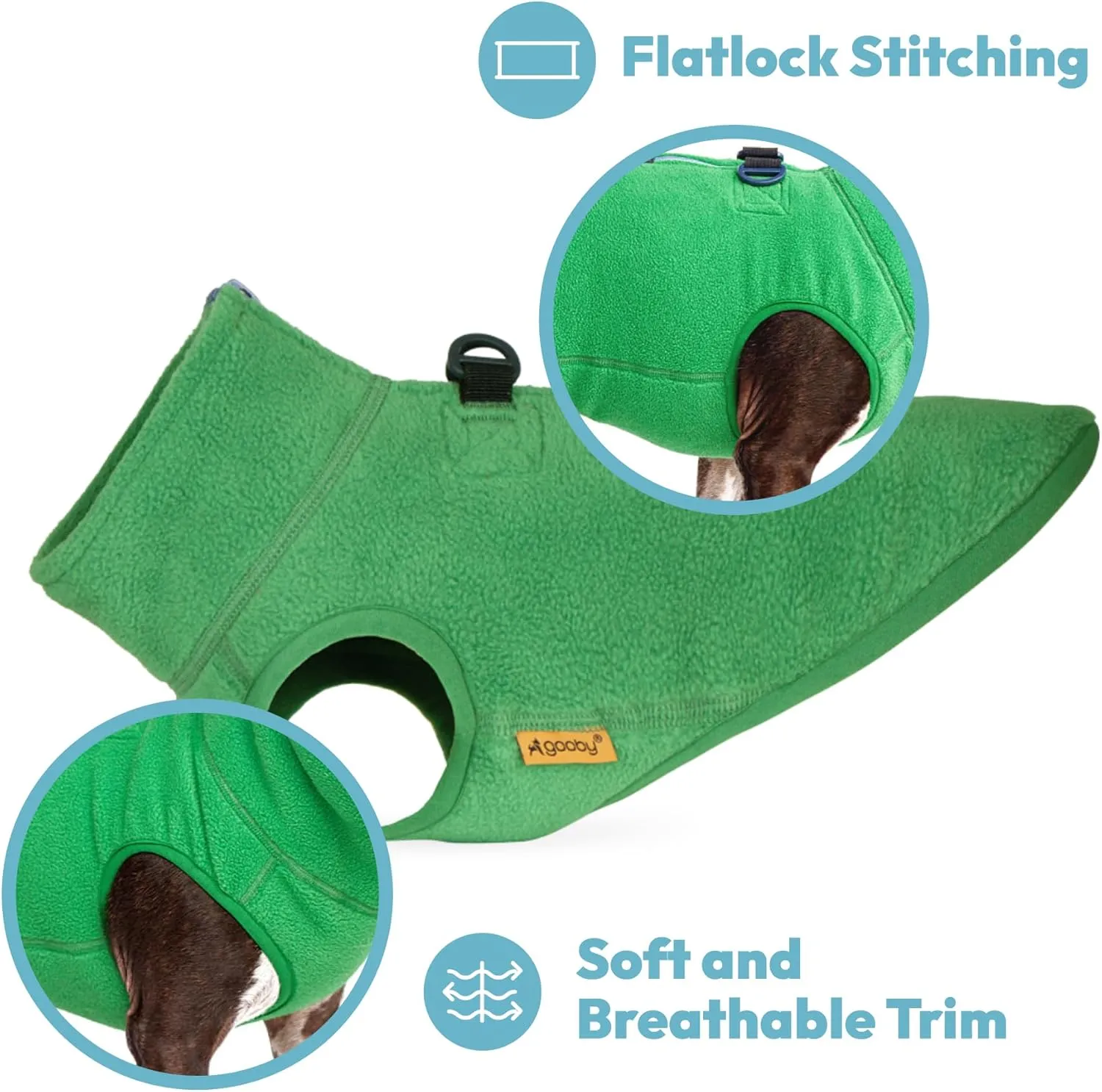 Gooby Half Zip Up Fleece Vest - Soft, Warm Pullover Fleece Dog Jacket with Dual D Ring Leash - Winter Small & Medium Dogs - Turquoise, Large