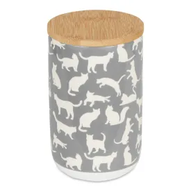 Gray Cat's Meow Pet Treat Canister 4 Cup Capacity