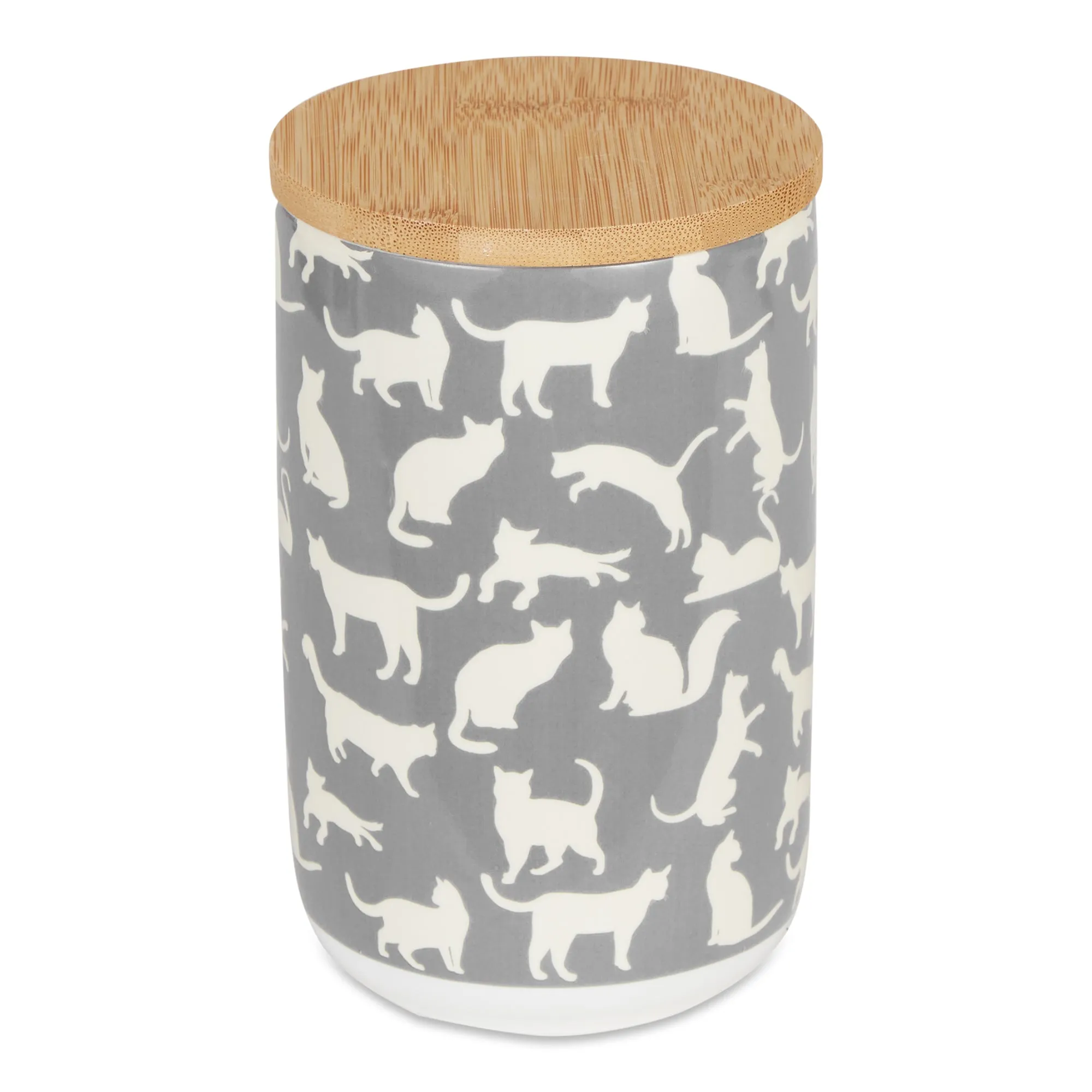 Gray Cat's Meow Pet Treat Canister 4 Cup Capacity