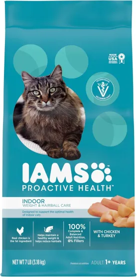 GYCO Proactive Health Adult Indoor Weight Control & Hairball Care Dry Cat Food with Chicken & Turkey Cat Kibble, 7 lb. Bag - Proactive Health Adult Indoor Weight & Hairball Care.