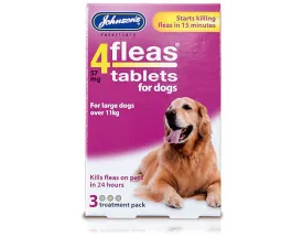 Johnson's Veterinary 4 Fleas Dog Flea Tablets Large Dog 11  kg