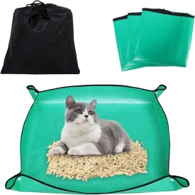 Klmnop 3 Pcs Portable Travel Litter Box for Cats, Collapsible and Waterproof Cat Litter Box, Packable Cat Travel Litter Box for Car Travel(25.525.53.9 Inch)
