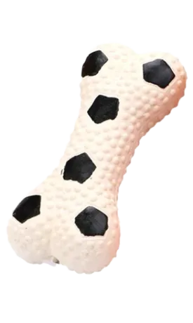 Latex Squeaky Bone Toy with Football Print