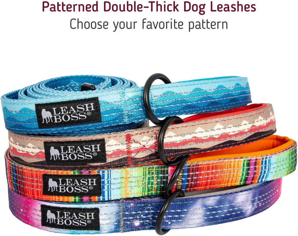 Leash Boss 6ft Dog Leash | Ultra Comfort Double-Thick Soft Padded Handle | Reflective Leash for Large Dogs, Medium Dogs | Heavy Duty Leash for Large Breed Dogs | Nylon Leash for Small Dogs/Puppies