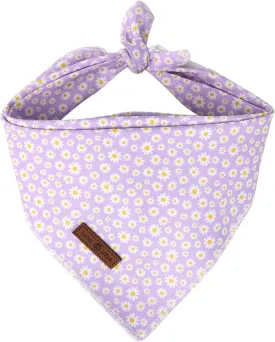 Lionet Paws Spring Daisy Dog Bandana Washable Cotton Handkerchief Scarf Triangle Bandana for Small Medium Large Dogs Girl Boy