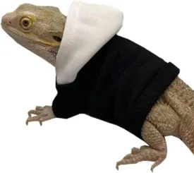 Lizards Clothes for Bearded Dragon - Handmade Cotton Hoodies Warm Sweater Coat Reptiles Apparel Costume Skin Protection Photo for Lizard Bearded Dragon Crested Gecko Chameleon (Black,Large)
